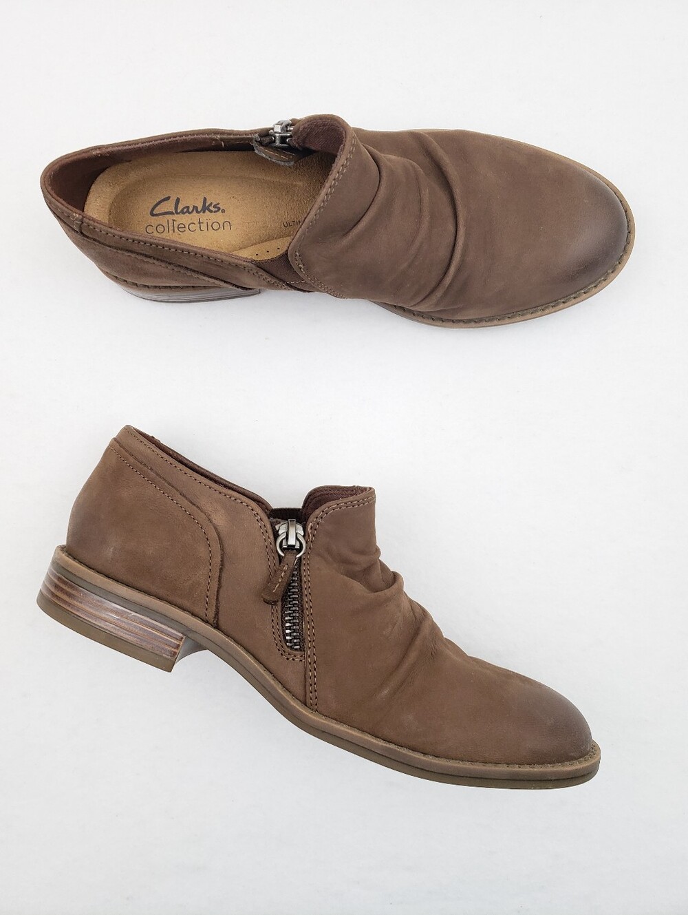 Clarks Collection Side Zip Below Ankle Booties Vegan Faux Leather Womens Size 8M